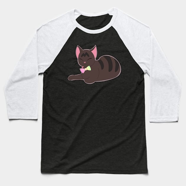 Chilling Like a Villain Cat Baseball T-Shirt by Foxxy Draws